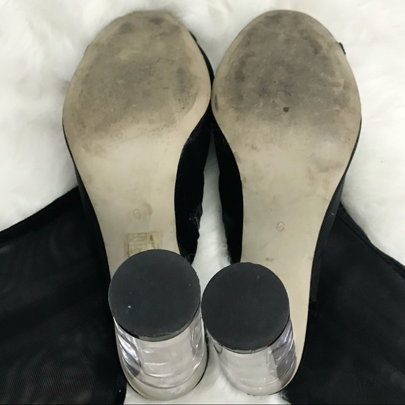 Boohoo Julia Black Mesh Clear Heel Shoe Booties - Picture 4 of 8